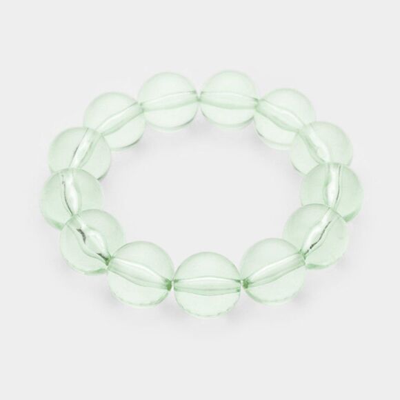 5/$25 Lucite Green Ball Stretch Bracelet - Picture 4 of 6